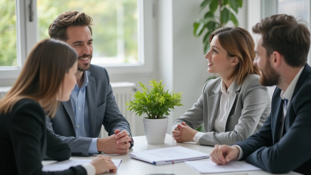 Moderne Schulungsumgebung mit Professionellen bei Goal-Setting-Sitzungen